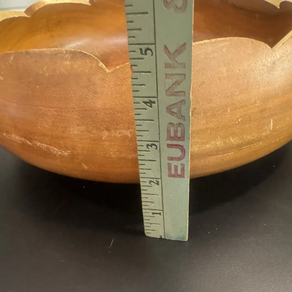 Blair Hawaii Monkey Pod Wood Large Carved Bowl Ruffled Edge Made Philippines